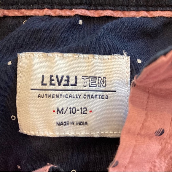 [LEVEL TEN] Button Down Short Sleeve Collared Polka Dot Print Shirt M 10 12 - Picture 6 of 8